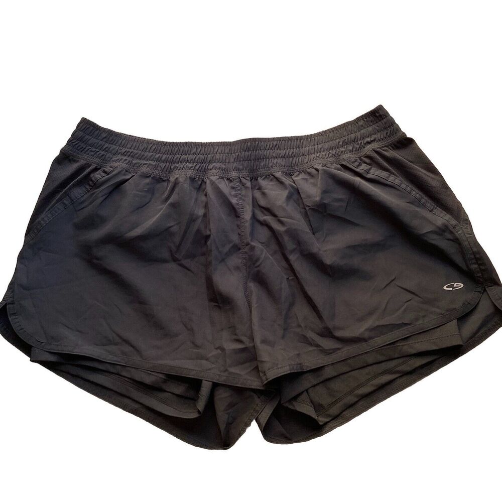 Champion Women’s Running Shorts, Quickdry, Bike Shorts Beneath, Size: XXL Black
